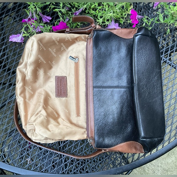 Petusco Made In Spain Black & Brown Gold Lining Genuine Leather Bag! - Picture 5 of 16